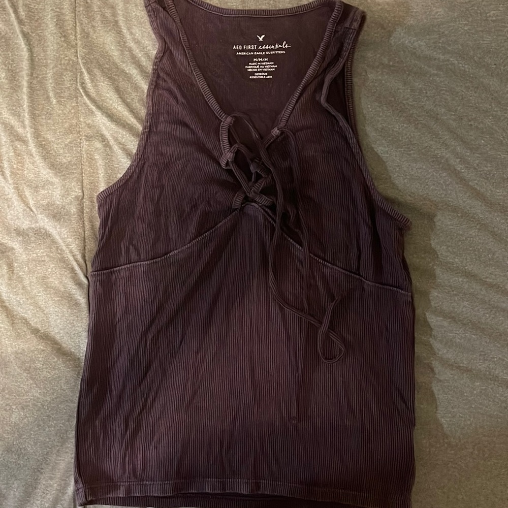 Lace up crop tank top